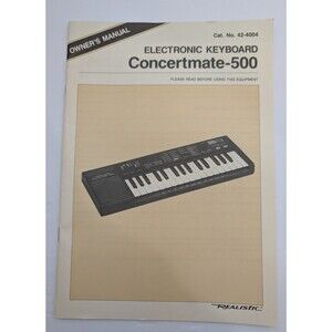 Original 1986 Realistic Electronic Keyboard Concertmate-500 Owners Manual Specs